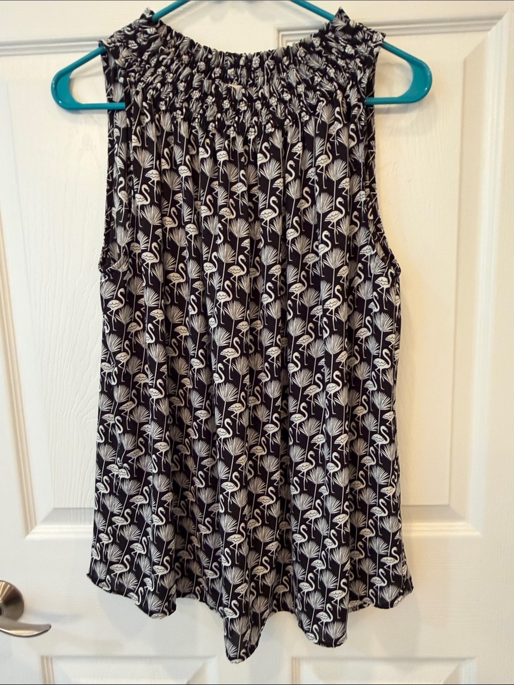 LOFT Black and White Flamingo Print Sleeveless Top